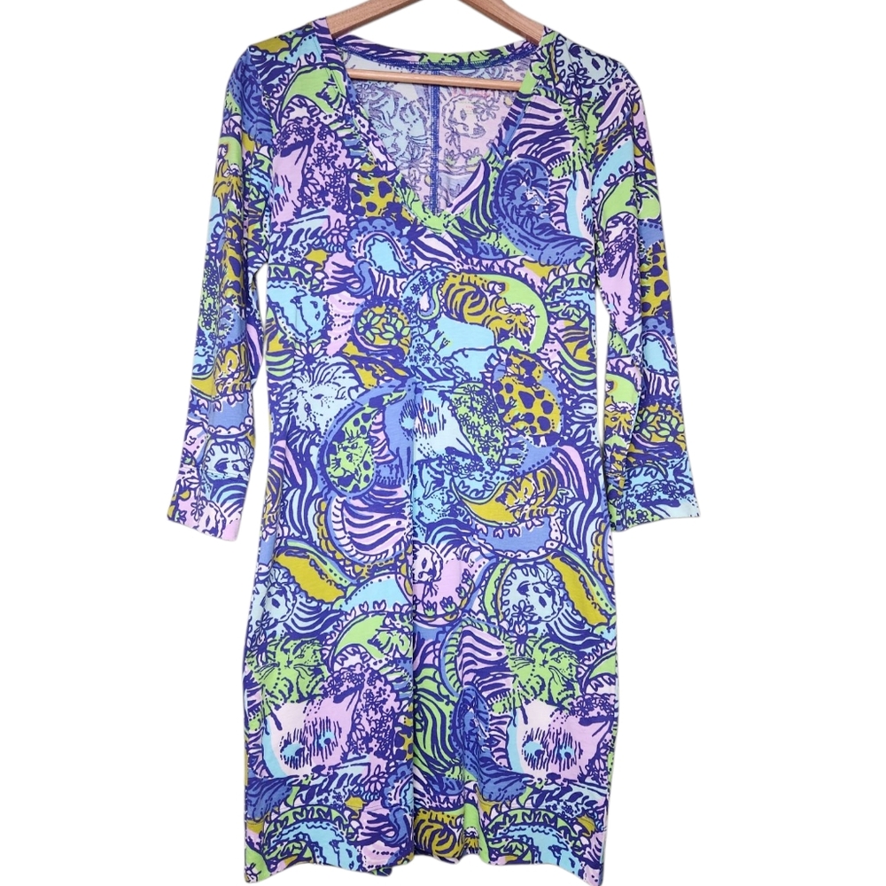 Lilly Pulitzer Cattitude Dress Pima Cotton Small Cats Made In Peru